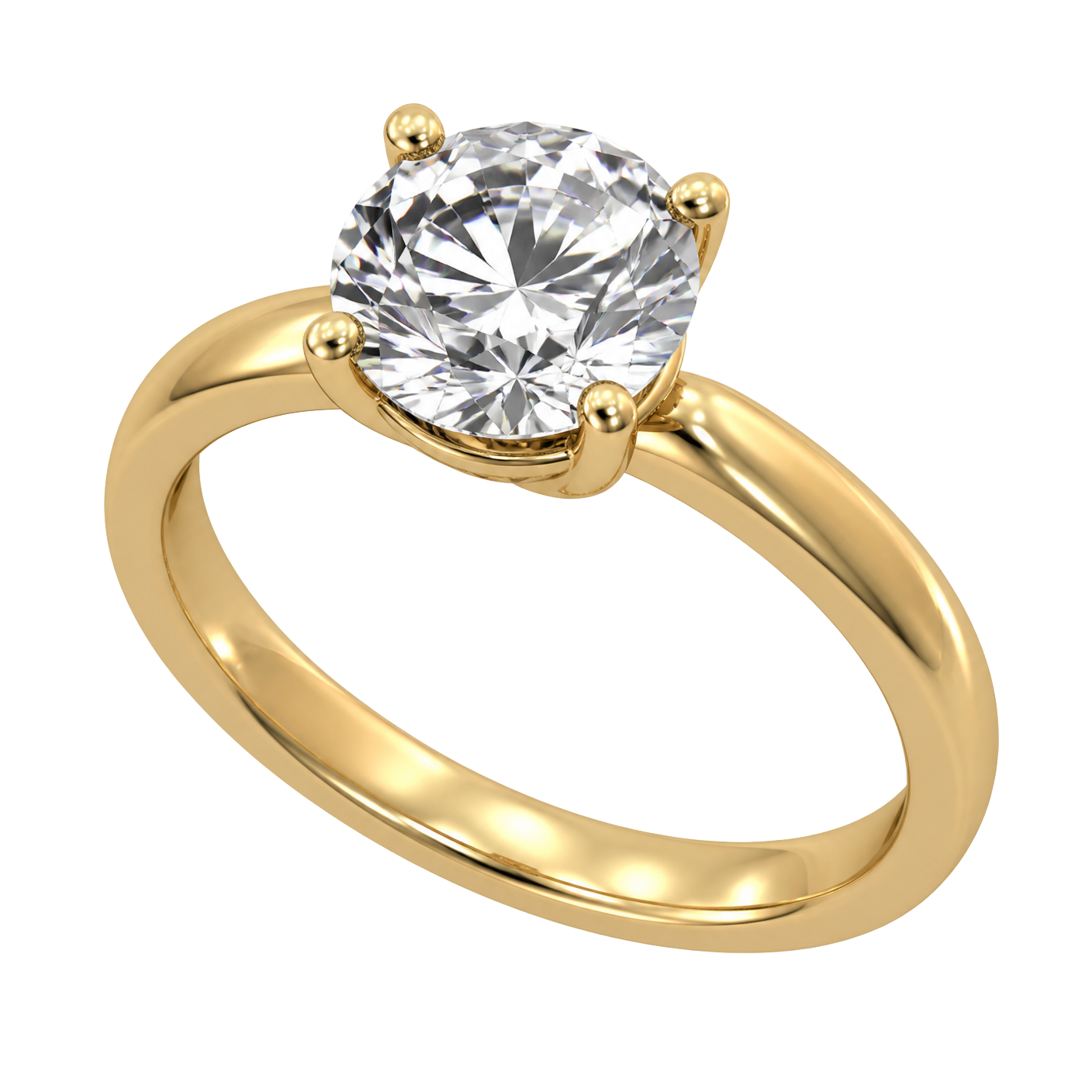 Webify Gold solitaire engagement ring in polished yellow gold with a brilliant-cut diamond